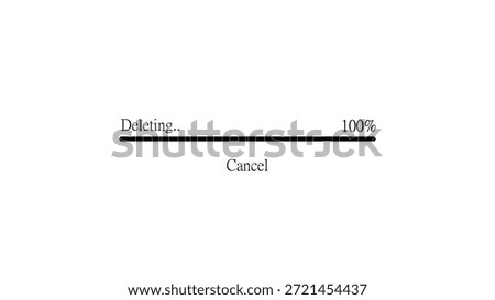 Progress indicator during deletion isolated on white background