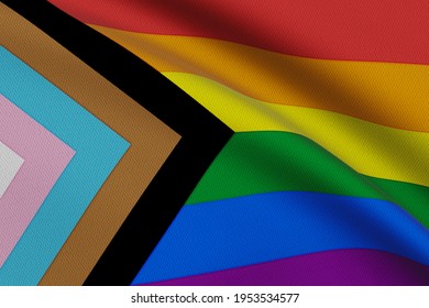 Progress LGBTQ Pride Flag. Flags For Good Waving On The Wind