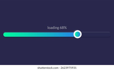 Progress load bar. Indicator of status download. Graphic icons of interface. Neon buttons of speed of upload. Web loaders with percent. Futuristic UI for website, game, internet