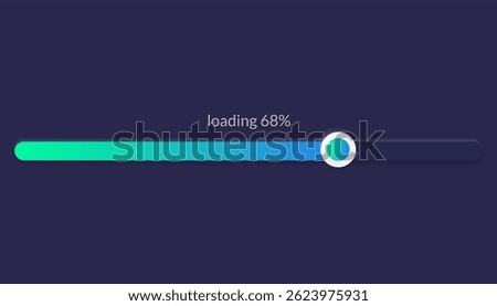 Progress load bar. Indicator of status download. Graphic icons of interface. Neon buttons of speed of upload. Web loaders with percent. Futuristic UI for website, game, internet