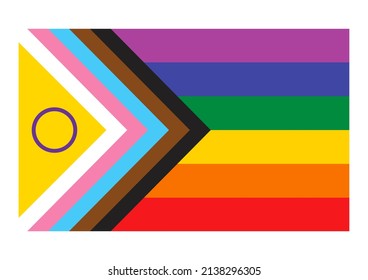 Progress Pride Flag Illustration. LGBTQ+ Pride Flag Icon Isolated On A White Background. LGBT Community Design Element