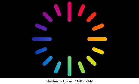 A Progress Wheel With Rainbow Colors Spinning. Fake Mock Video Buffering Loading.
