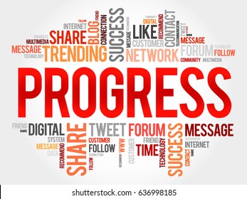 Progress word cloud, business concept