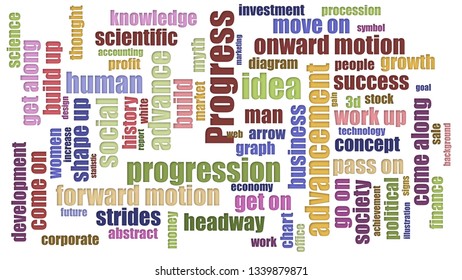 Progress Word Cloud Jumbled On White Background
