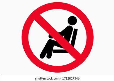 Prohibit no sitting sign on black background