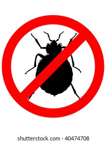 Prohibition sign for bedbugs white background