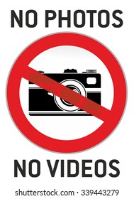 Prohibition Sign With Text, No Photos Or Videos