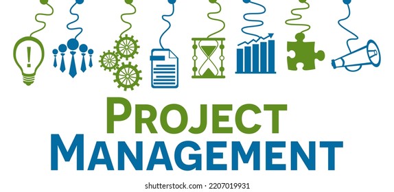 Project Management concept image with text and business symbols.