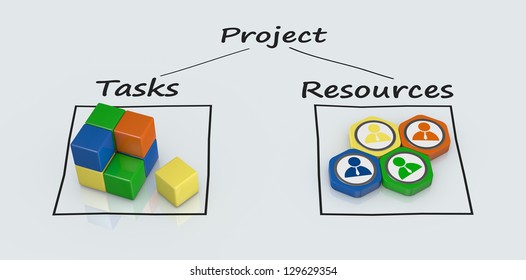 Project Plan Diagram Icons 3d Render Stock Illustration 129629354 ...