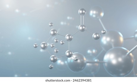 proline molecular structure, 3d model molecule, proteinogenic amino acid, structural chemical formula view from a microscope