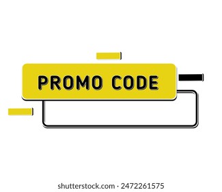 Promo code, coupon code label design. Geometric flat banner. Modern png illustration.