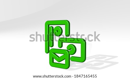 promo mail 3D icon casting shadow, 3D illustration