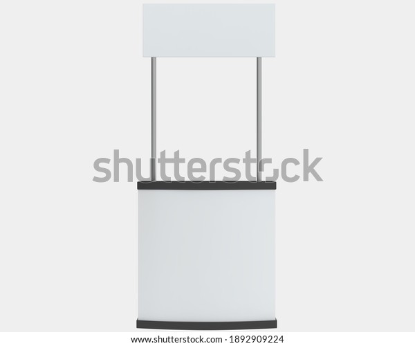 Promotional booth isolated on grey\
background. 3d rendering -\
illustration
