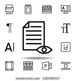 Proof Reading, Eye, Page Icon. Can Be Used For Web, Logo, Mobile App, UI, UX