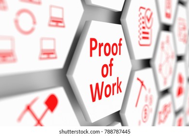 Proof Of Work Concept Cell Blurred Background 3d Illustration