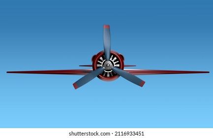 Propeller aircraft on the blue sky 3d render