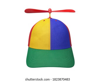 Propeller Hat Multi-colored Isolated On A White Background, 3D Render