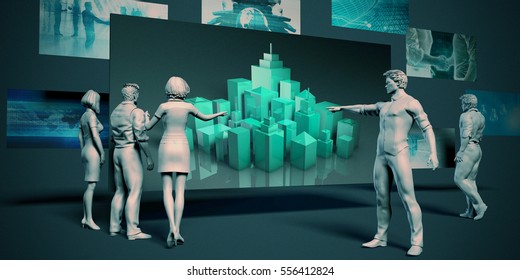 Property Development Meeting with Presentation Chart Graph 3D Illustration Render