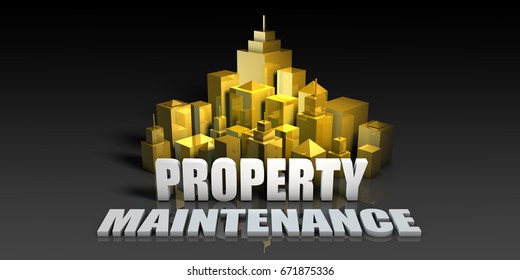 Property Maintenance Industry Business Concept With Buildings Background 3D Illustration Render