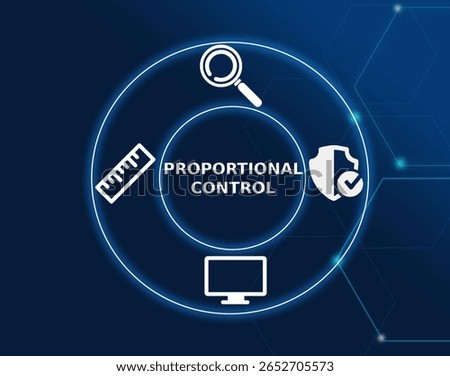 proportional control tech concept.A control system method where the system output is directly proportional to the error, commonly used in systems like temperature control.