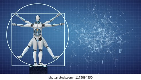 The proportions of the robots body. 3d illustration.