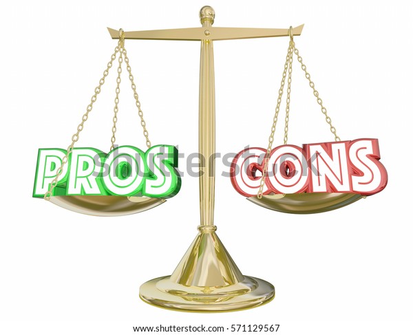 Pros Cons Scale Compare Positives Negatives Stock Illustration 571129567