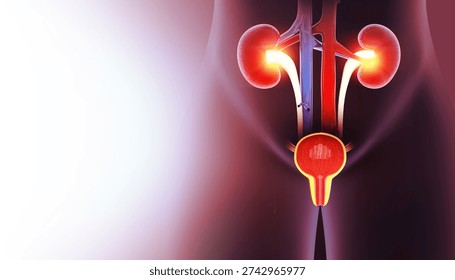 Prostate disease, Benign prostatic hyperplasia (BPH), Prostate cancer. 3d illustration