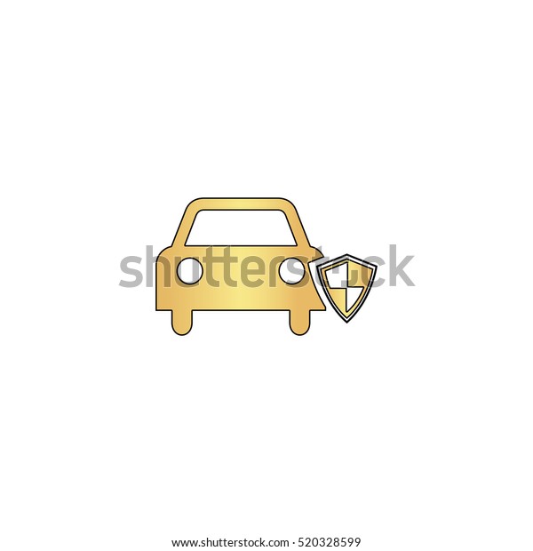 Protect car. Flat gold icon with black stroke.\
Simple illustration on white\
background