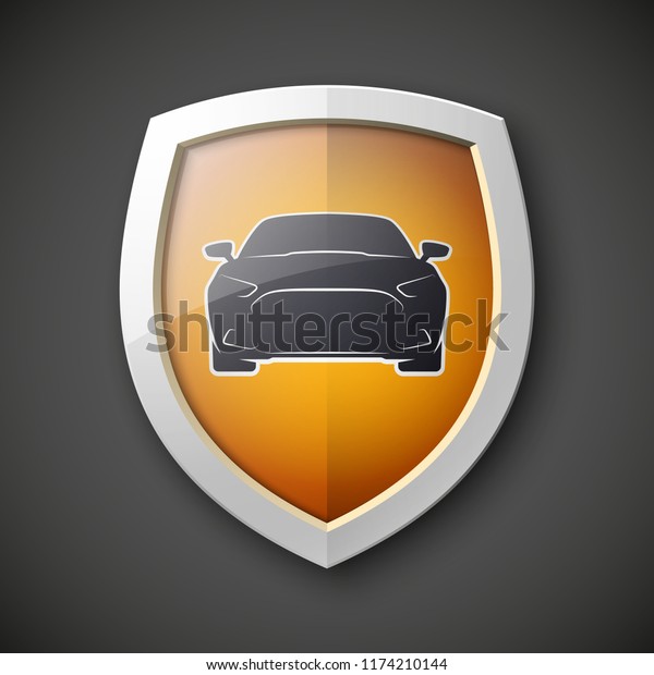 Protect car guard shield. Safety badge vehicle\
icon. Privacy automobile banner shield. Security auto label.\
Defense motor car. Defense safeguard shield motor vehicle. Car\
alarm system. Auto\
insurance