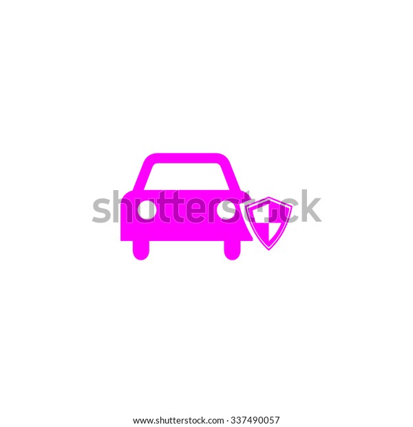 Protect car. Pink icon on white background.
Flat pictograph