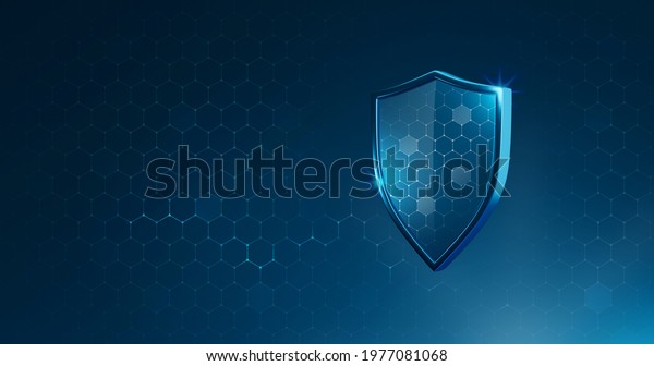 Protection safe
shield or safety guard virus defense on secure background with
insurance medical concept. 3D
rendering.