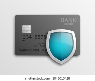 Protection Shield Credit Card. Safety Badge Banking Icon. Defense Safeguard Finans Icon. Security Plastic Card Software. Debit Card Guard Electromagnetic Chip. Privacy Electronic Money Funds Transfer.