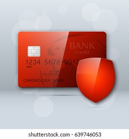 Protection Shield Credit Card. Safety Badge Banking Icon. Defense Safeguard Finans Icon. Security Plastic Card Software. Debit Card Guard Electromagnetic Chip. Privacy Electronic Money Funds Transfer.