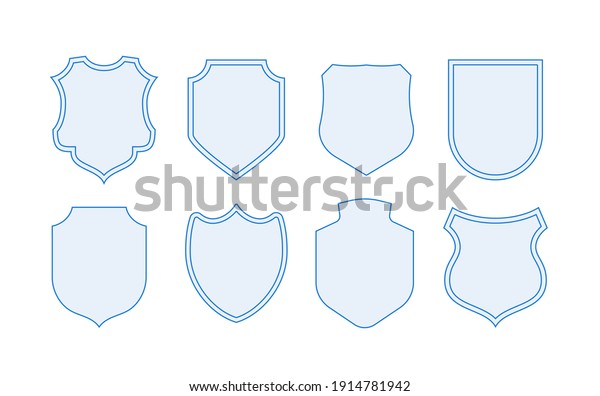 Protection shields collection. Black\
silhouette shield shape. Modern shields set.\
illustration.