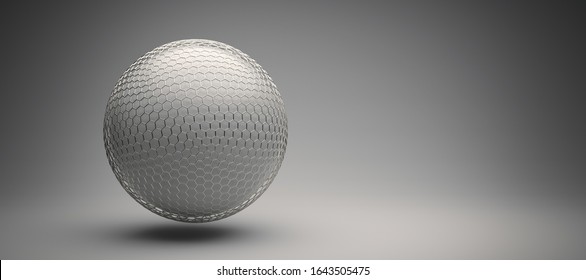 Protective Hexagon Grid Around A White Sphere - 3D Rendered Illustration
