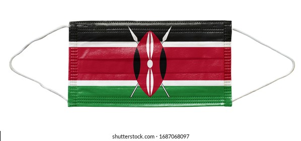 Protective Medical Kenya Flag Face Mask. 3d Illustration.