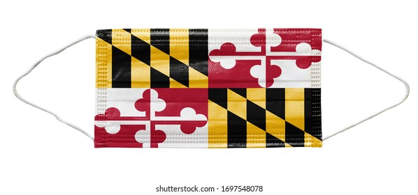 Protective Medical Maryland State (USA) Flag Face Mask. 3d Illustration.