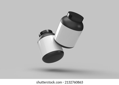 Protein Jar Bottle Whey For Optimum Nutrition Of Athlete Mockup Template 3d Illustration