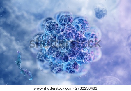 Protein molecular complex. Abstract nanoparticle, biological macromolecule, polypeptide subunit scientific 3D visualization. For biotechnology, molecular research illustration, pharmaceutical design, bioinformatics, medical science, medicine presentation