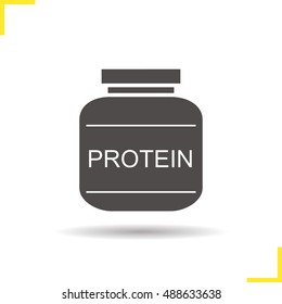 Protein Powder Icon. Drop Shadow Silhouette Symbol. Raster Isolated Illustration