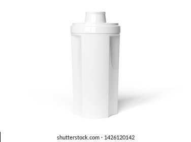 Protein Shaker Isolated On White Background Mockup 3D Rendering