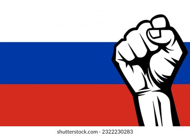 Protest in Russia. Rally in Russia. Russia flag concept protest banner