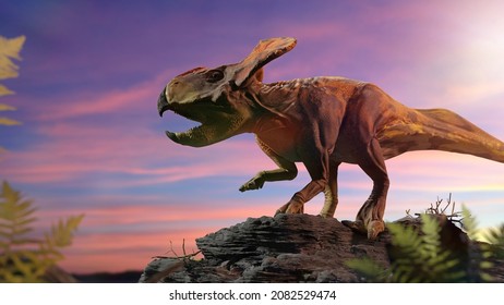 Protoceratops, Dinosaur From The Late Cretaceous Period, 3d Paleoart Rendering