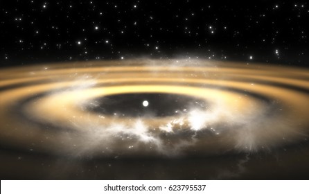 Protoplanetary Disk. Rings Around Young Star Suggest Planet Formation In Progress, Illustration