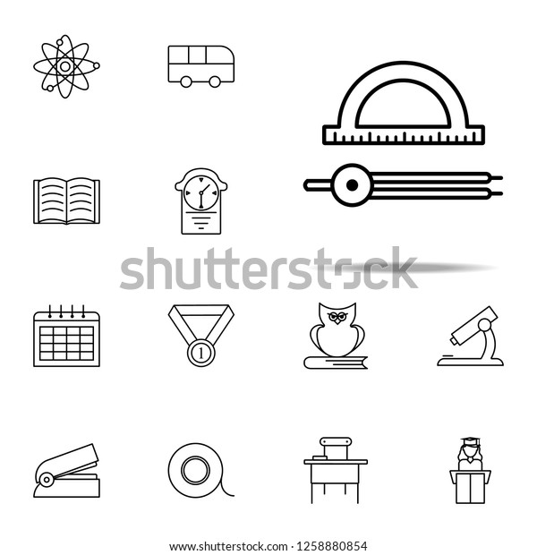 protractor and dividers icon. education icons\
universal set for web and\
mobile