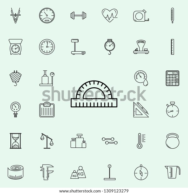 protractor icon. Measuring\
Instruments icons universal set for web and mobile on colored\
background
