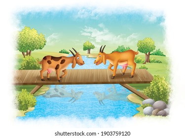 Proud goat's story cartoon image illustration