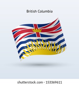 Province of British Columbia flag waving form on gray background. See also vector version.