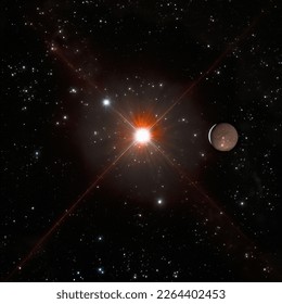 Proxima Centauri b órbita su estrella matriz a una distancia de aproximadamente 0,05 AU. Esta imagen está amueblada por la NASA.