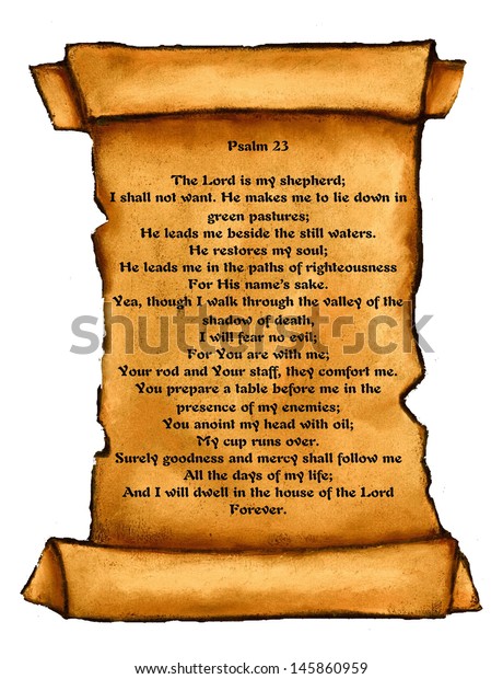 Psalm 23 Written On Old Scroll Stock Illustration 145860959